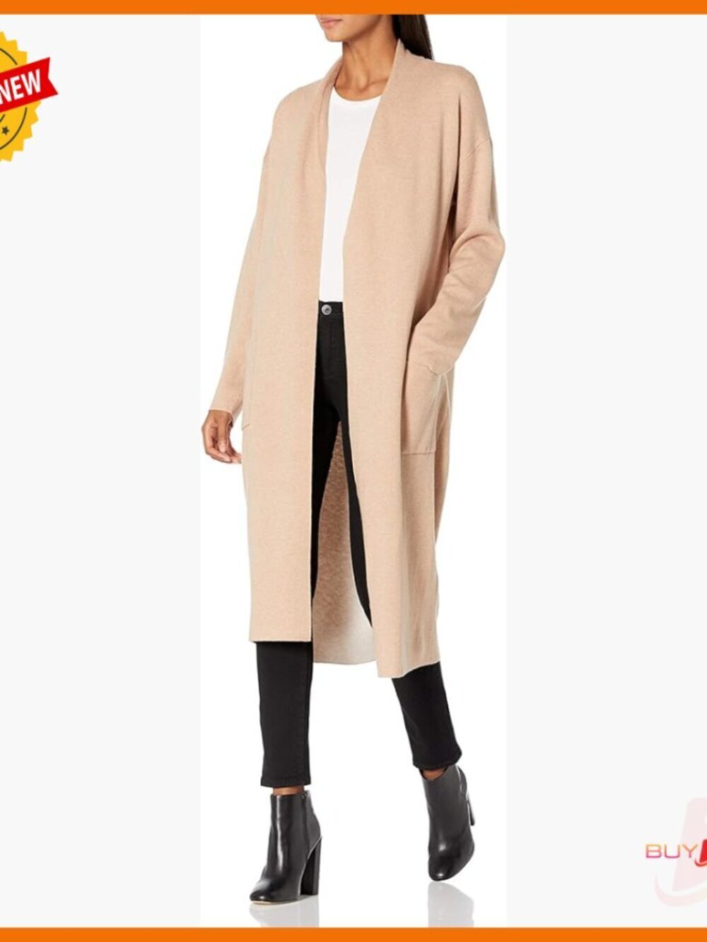 Double Face Open Front Cardigan Long Sleeve Sweater Coat with Pockets